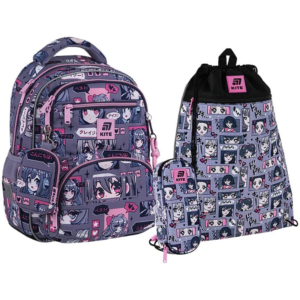 Шкільний набір KITE Education Anime Girl рюкзак/пенал/сумка для взуття (SET_K25-773M-5)