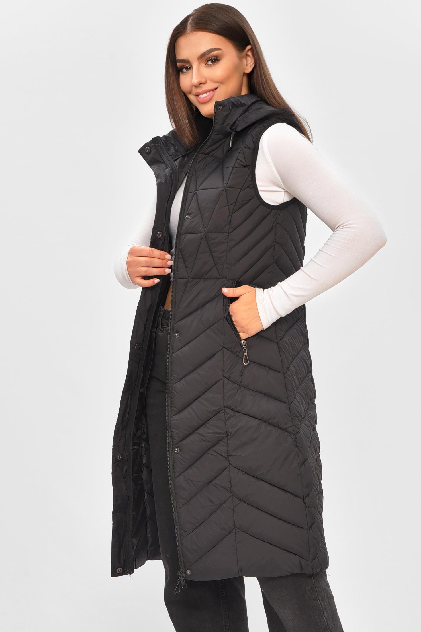 Жилетка жіноча подовжена 206117 L Чорний - фото 2 Жилетка жіноча подовжена 206117 L Чорний - фото 2
