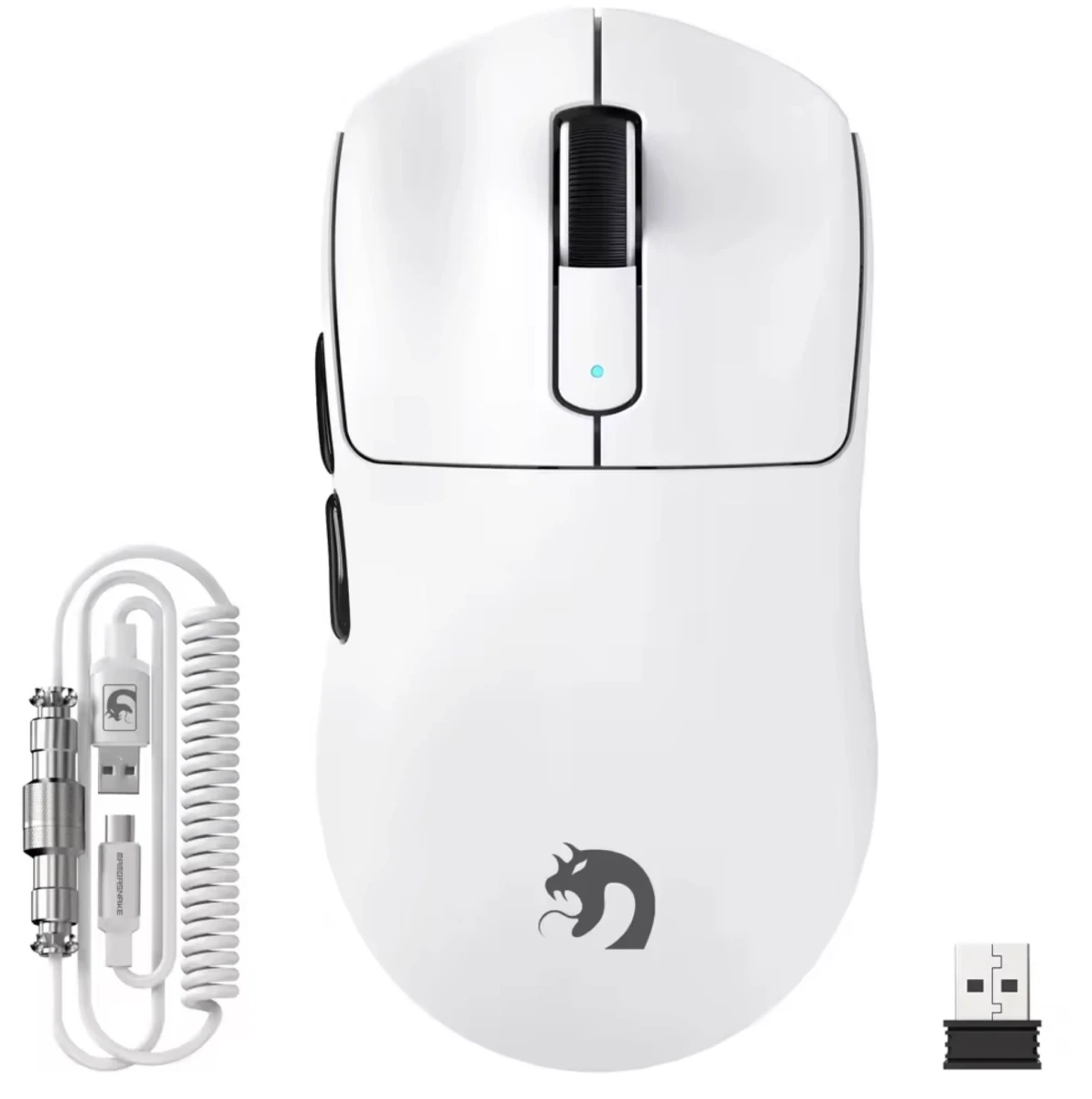 Комп'ютерна мишка ігрова MAMBASNAKE M3 Спіральний кабель PAW3395PRO 40 000 DPI мікроперемикач Omron Білий (29817135)