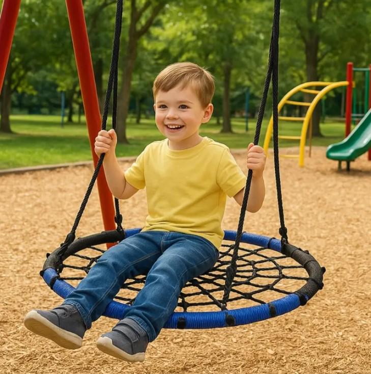 Гойдалка-гніздо дитяча Spoko SP-2C кругла підвісна для вулиці 100 см Чорно-синій (6031) - фото 6 Гойдалка-гніздо дитяча Spoko SP-2C кругла підвісна для вулиці 100 см Чорно-синій (6031) - фото 6