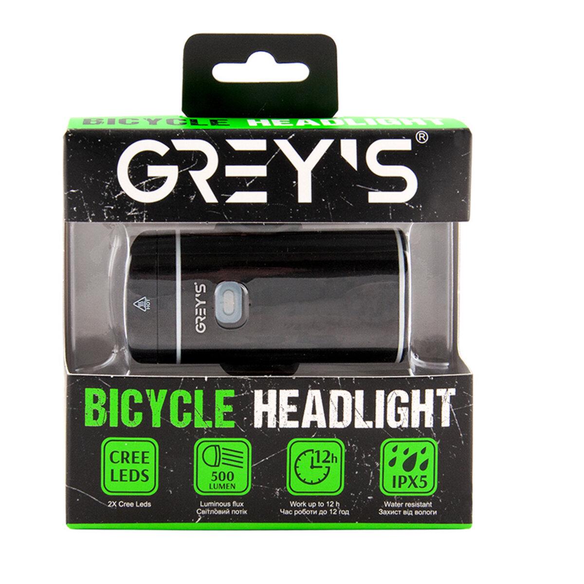 Фонарик велосипедный Grey's LED micro USB 2x500Lm 1800 mAh (GR10140) - фото 2