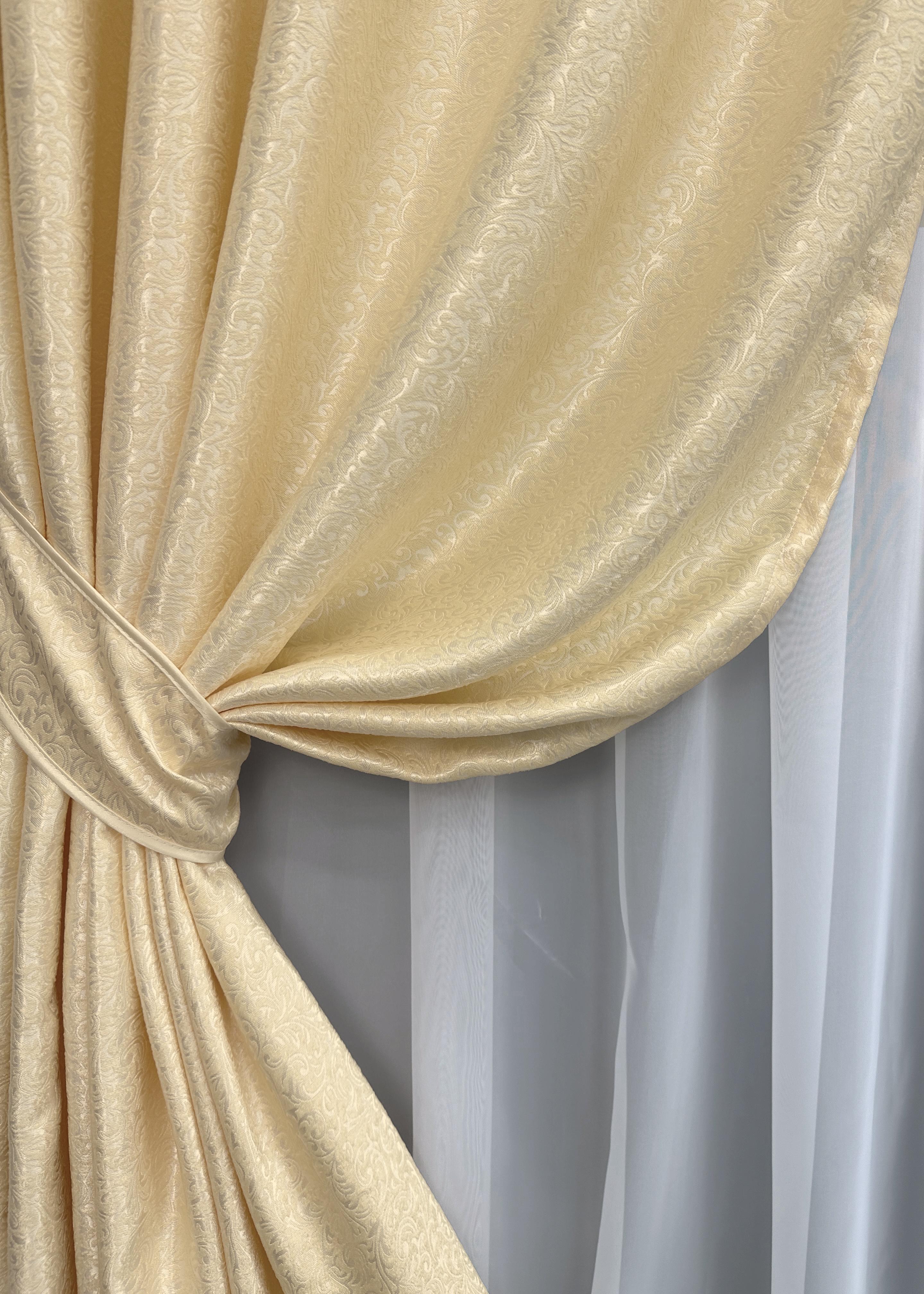 Комплект штор VR-Textil № 1727ш жаккард 150х285 см 2 шт. Кремовый (33-0649) - фото 4 Комплект штор VR-Textil № 1727ш жаккард 150х285 см 2 шт. Кремовый (33-0649) - фото 4