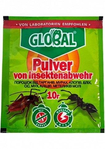 Порошок Global проти мурах/тарганів/клопів/бліх/мух/концентрат 10 г