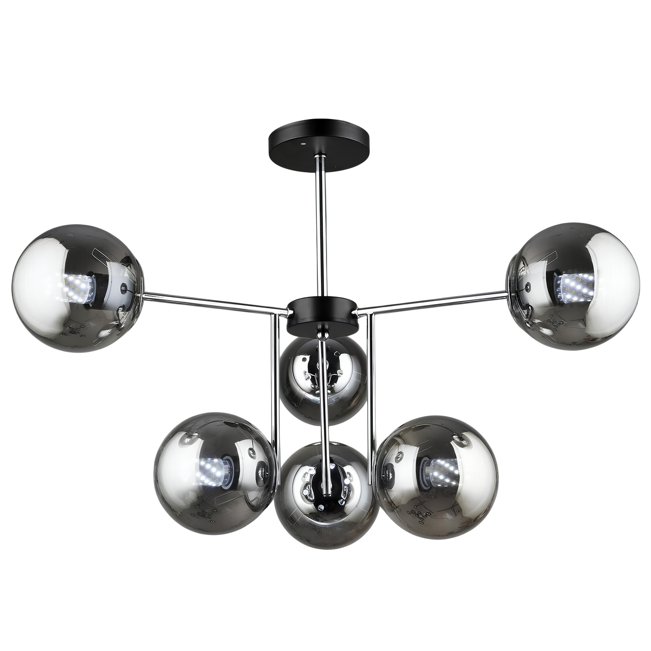 Люстра Valeso с затемненными плафонами под шесть ламп Е27 Черный/Хром (K2307/6)