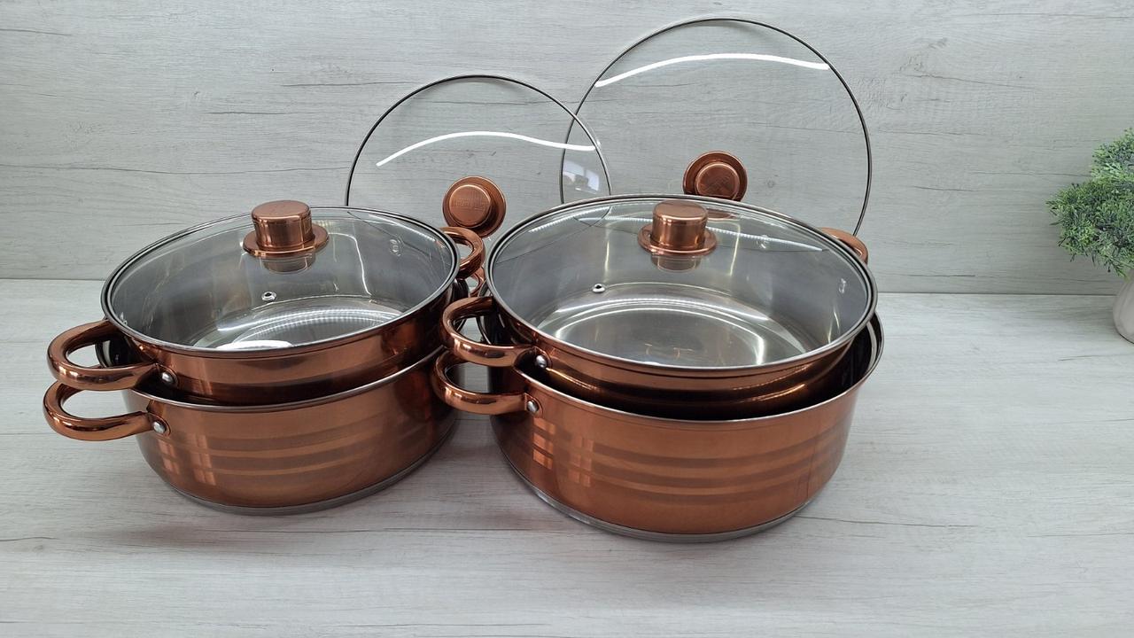 Набір каструль Royalty Line RL-SP7C з кришками/з нержавіючої сталі (03966) - фото 6