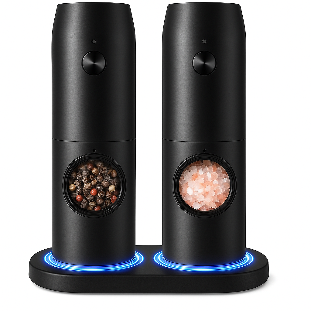 Мельница для соли и перца Vialex электрическая с зарядной базой 2 предмета Черный (B0C1P8CDMB)