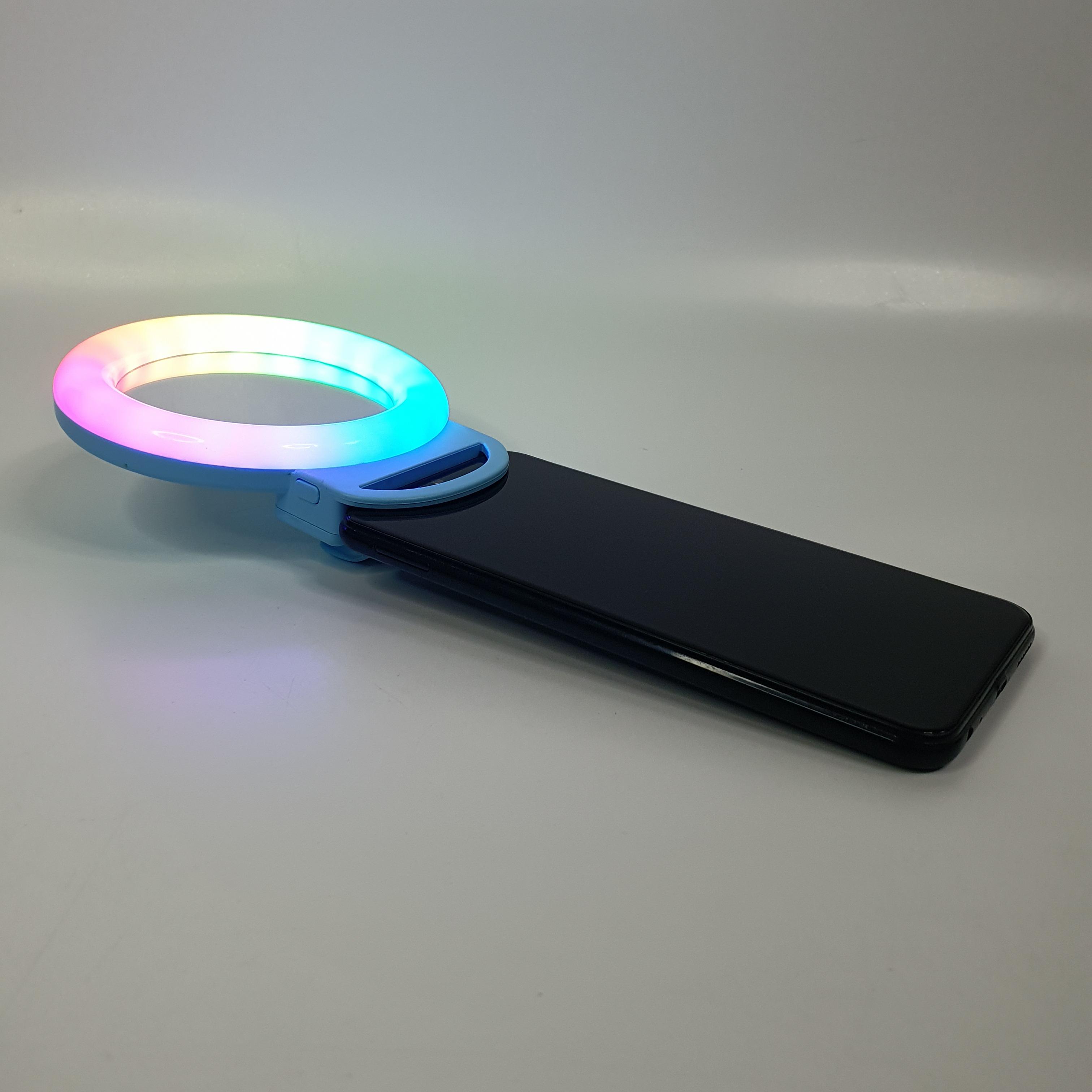 Лампа селфи кольцевая прищепка LED с зеркалом для телефона и планшета RPG 11 см (Selfie Ring Light-A4S-Blue) - фото 8