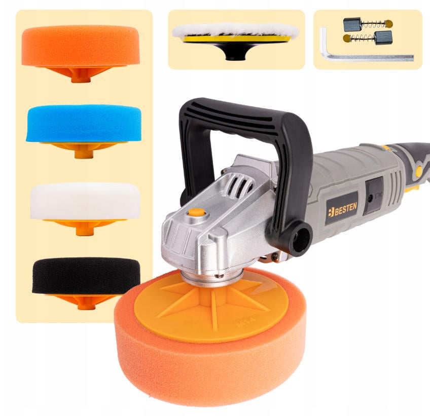 Машина полировальная автомобильная с медной обмоткой и набором насадок