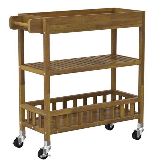 Этажерка для ванной из дерева на колесиках Одирена Корица (АБТ-010333)