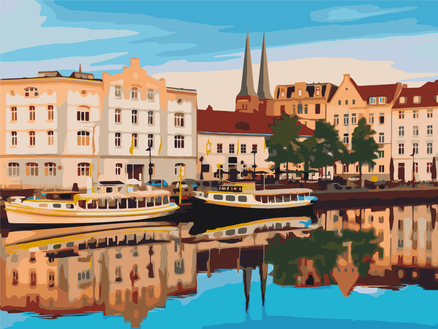 Картина по номерам Brushme Старый город немецкого Любека 30x40 см (RBS1009)