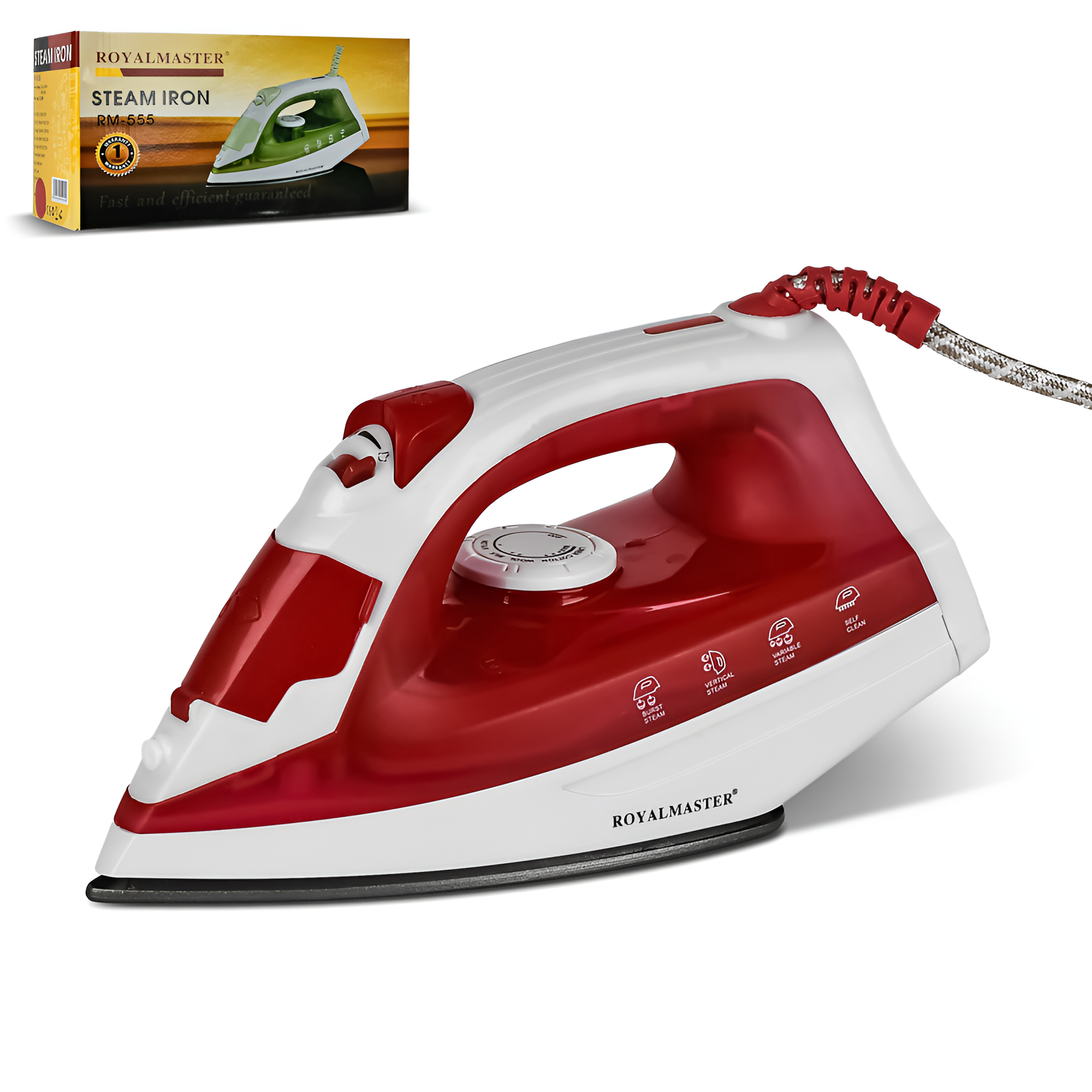 Праска Royal Master PM-555 з антипригарною підошвою функції пар/спрей/самоочищення термостат 25x10,5x13,5 см Біло-червоний (R98022) (622275) - фото 6 Праска Royal Master PM-555 з антипригарною підошвою функції пар/спрей/самоочищення термостат 25x10,5x13,5 см Біло-червоний (R98022) (622275) - фото 6