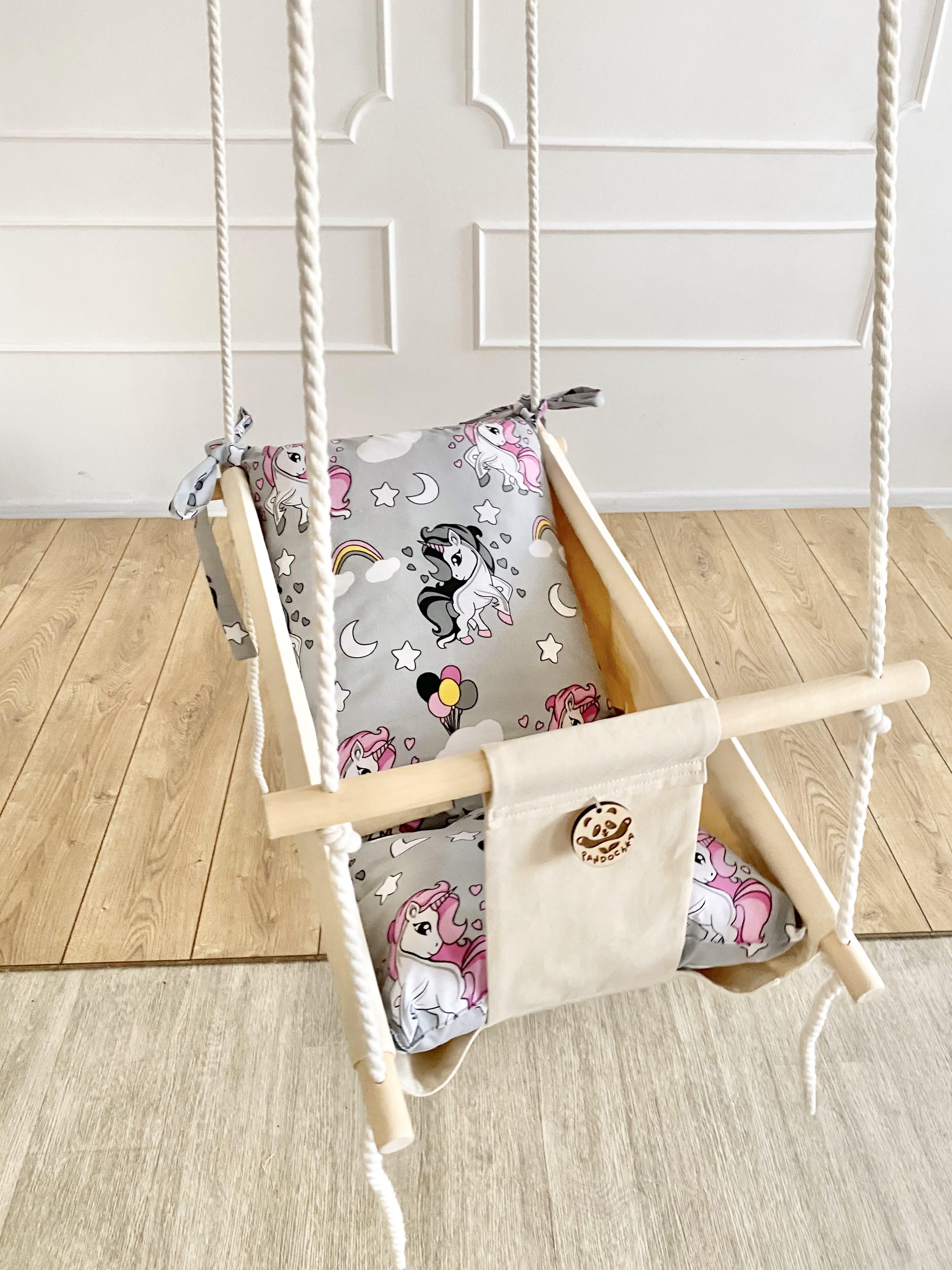 Тканинна дитяча гойдалка 70х40 см Однороги (21850386-De)