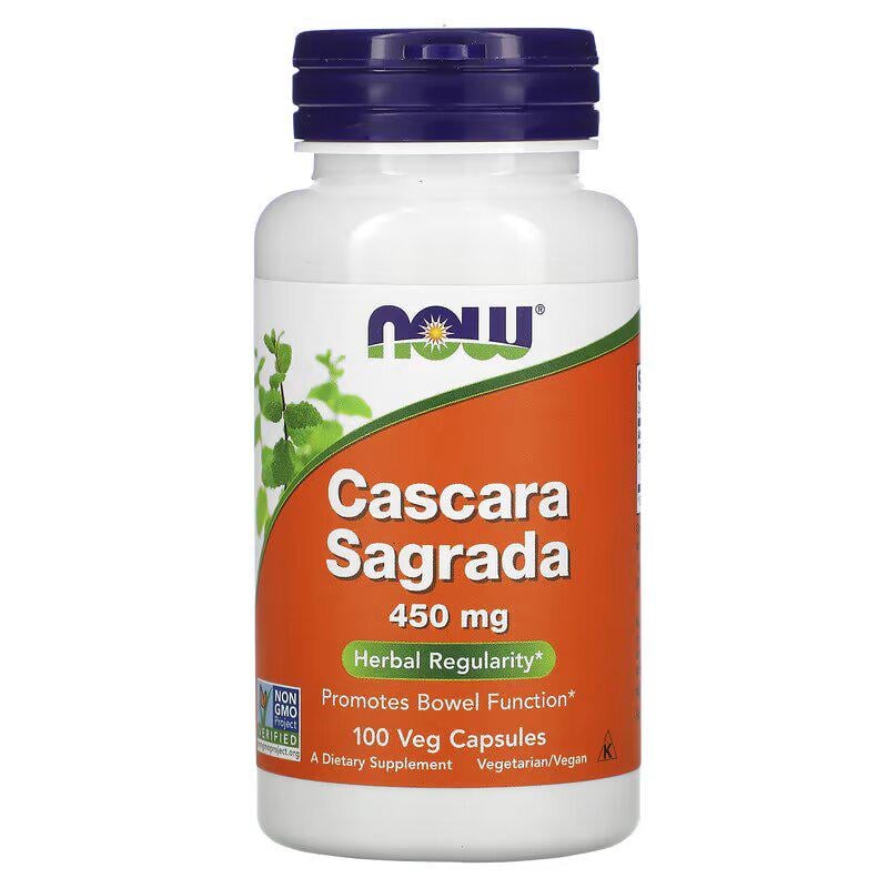 Каскара NOW Cascara Sagrada 450 mg 100 вег. капс.