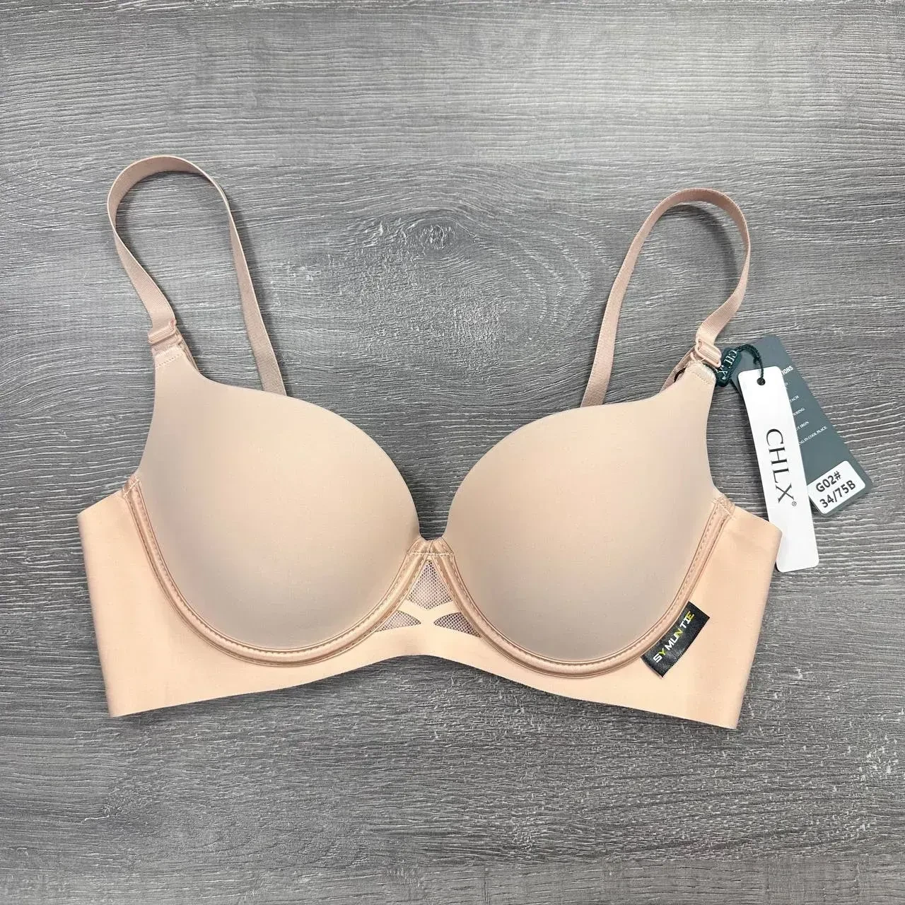 Бюстгальтер CHLX G-02k с формованными чашками и эффектом push-up без косточек 80B Бежевый