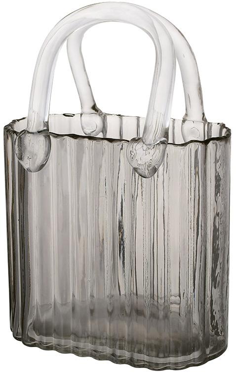 Ваза стеклянная Дамская Сумочка 15х8,5х22 см Серый