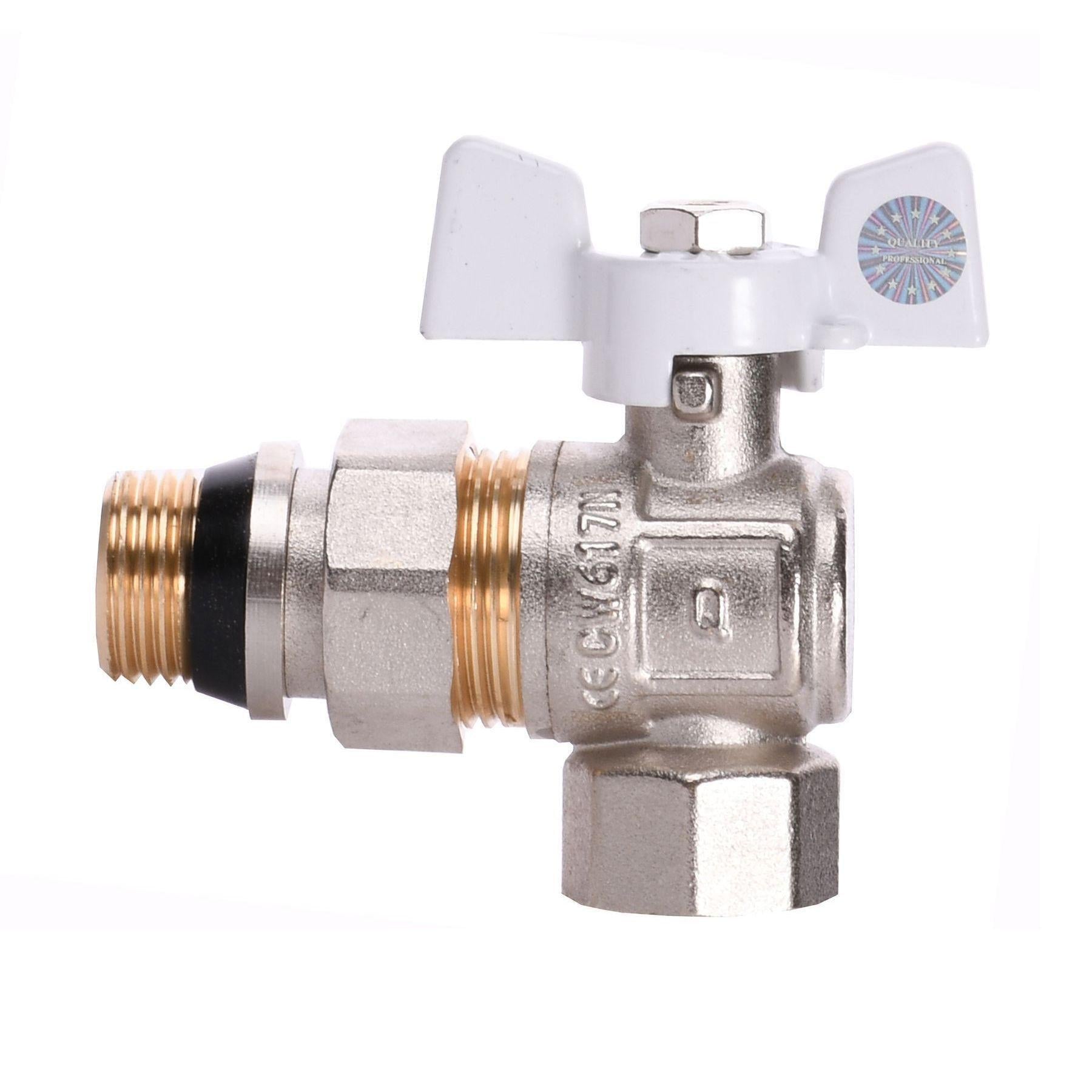 Кран-бабочка шаровой угловой Q PROFESSIONAL QP004 PN40 с американкой антитека 1/2" Белый (000014415)