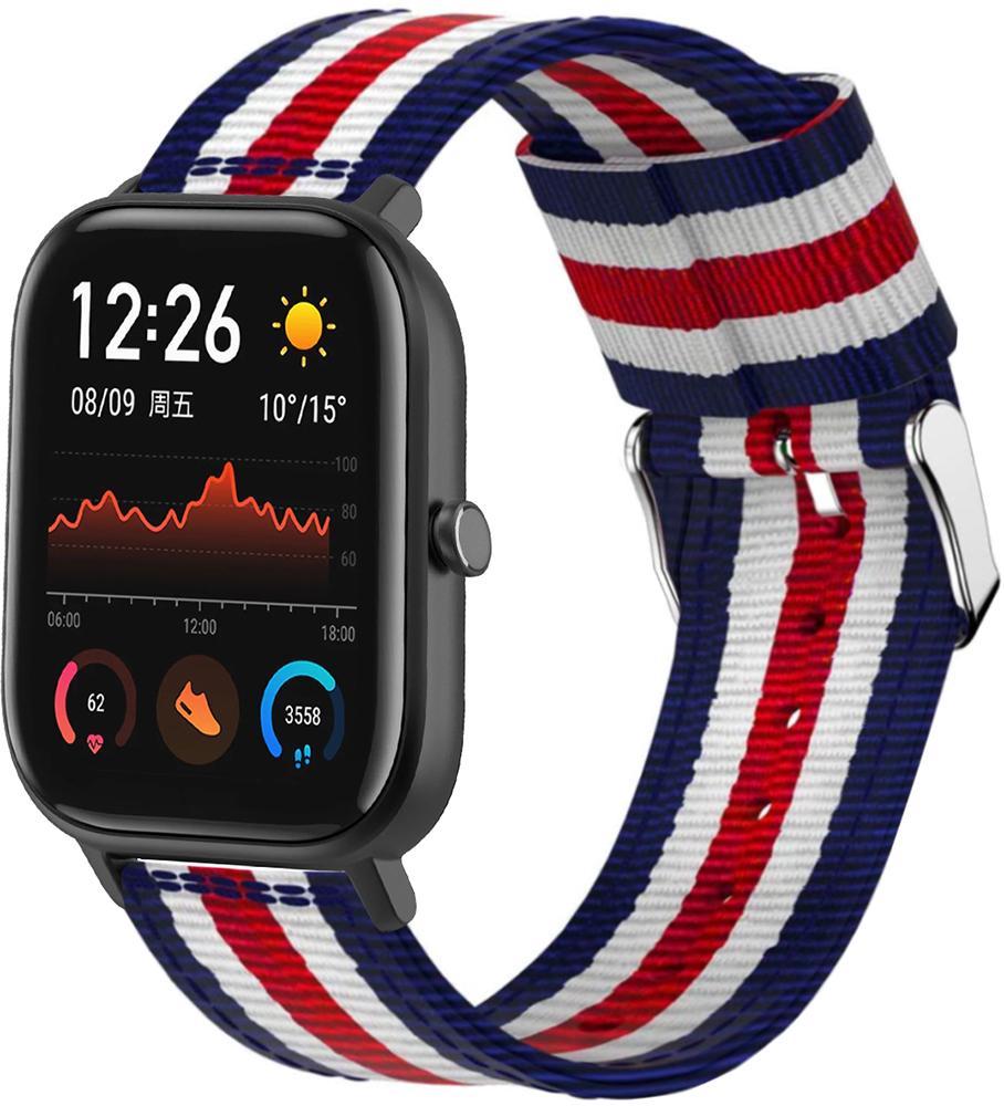 Ремешок тканевый Canvas для Amazfit GTS Blue/White/Red (20560)