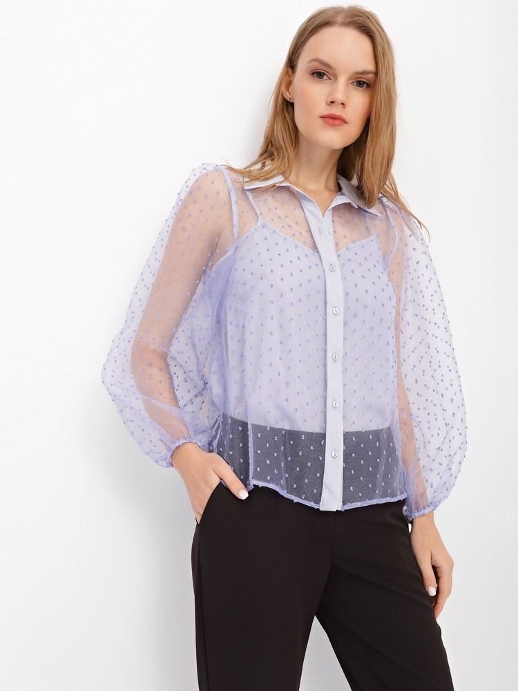 Комплект Блуза та майка Jhiva у горошок р. 48 Блакитний (70051406)