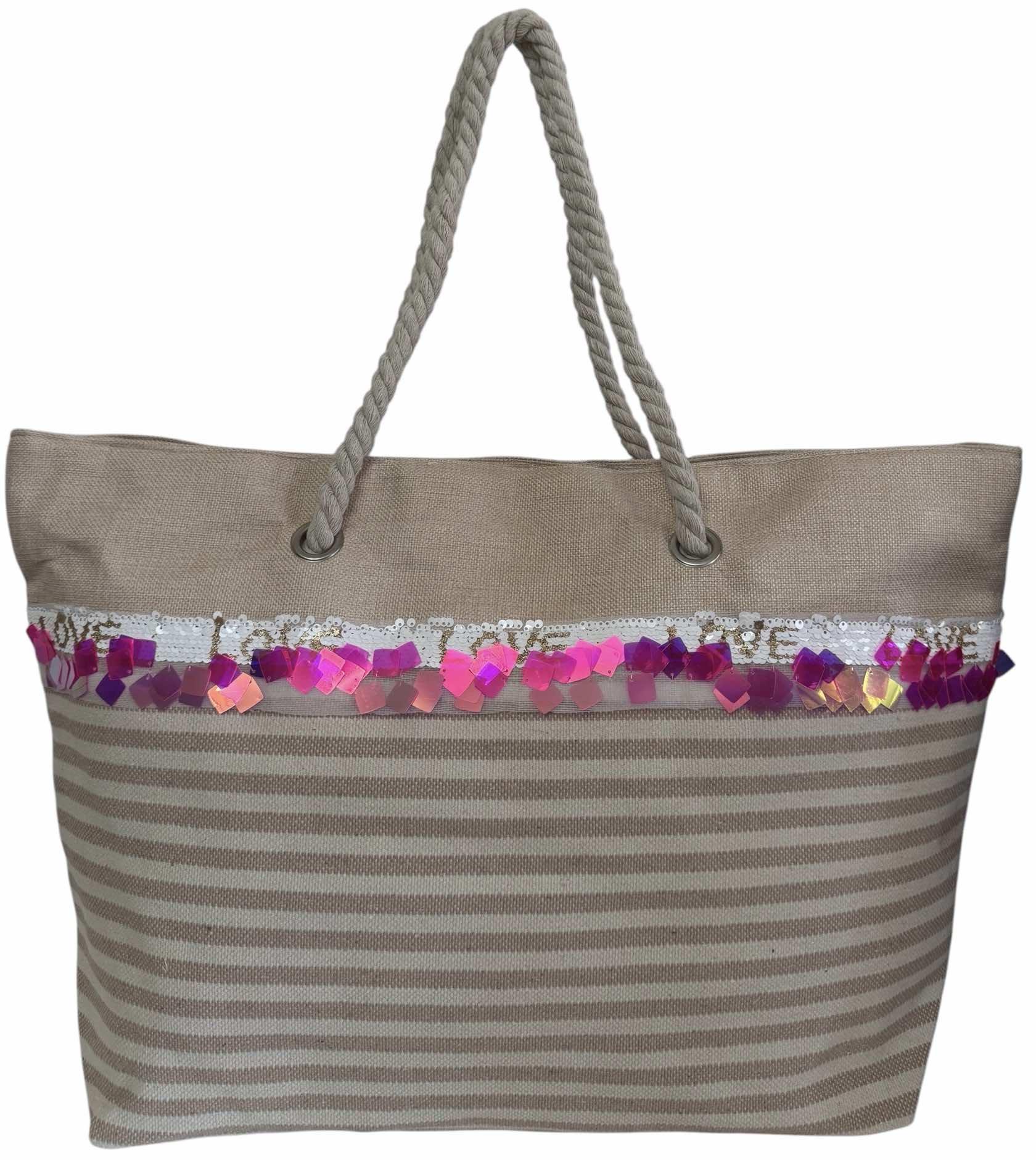 Сумка пляжна жіноча з тканини на блискавці Бежевий