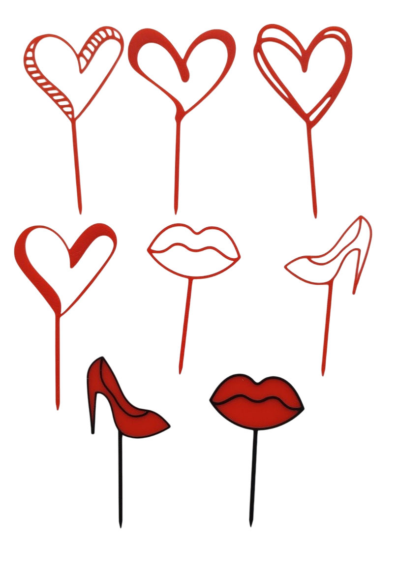 Комплект топперов для торта Love Красный (696)