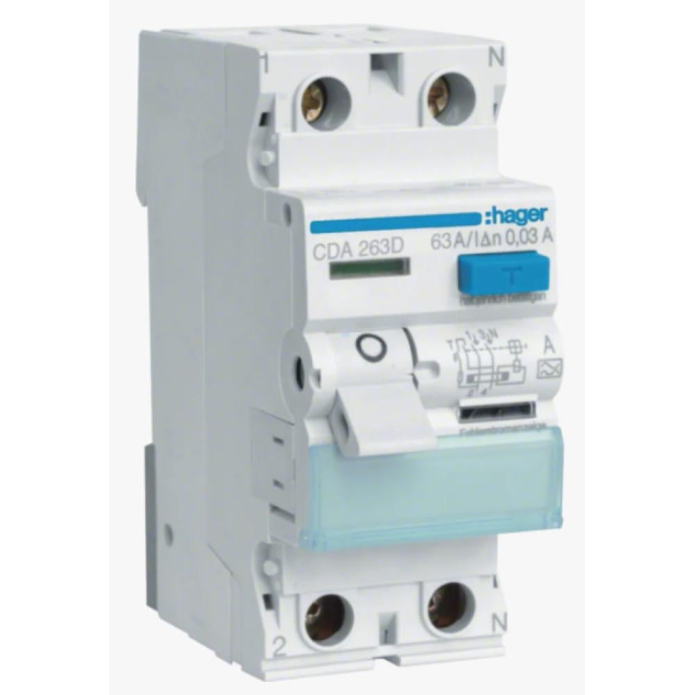Устройство защитного отключения Hager CDA263D 2P 63A 30 mA тип A (00000023935)