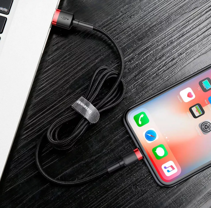 Кабель BASEUS Cafule Lightning CALKLF-B19 2,4 A 100 см Red/Black (541877) - фото 5 Кабель BASEUS Cafule Lightning CALKLF-B19 2,4 A 100 см Red/Black (541877) - фото 5