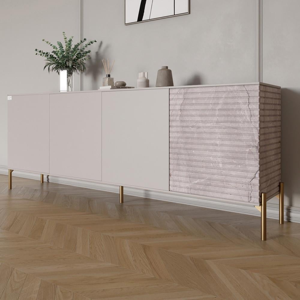 Комод на золотих металевих ніжках Lion Грей 204x38x76,5 см Кашемір/Камінь (Lion-042689)