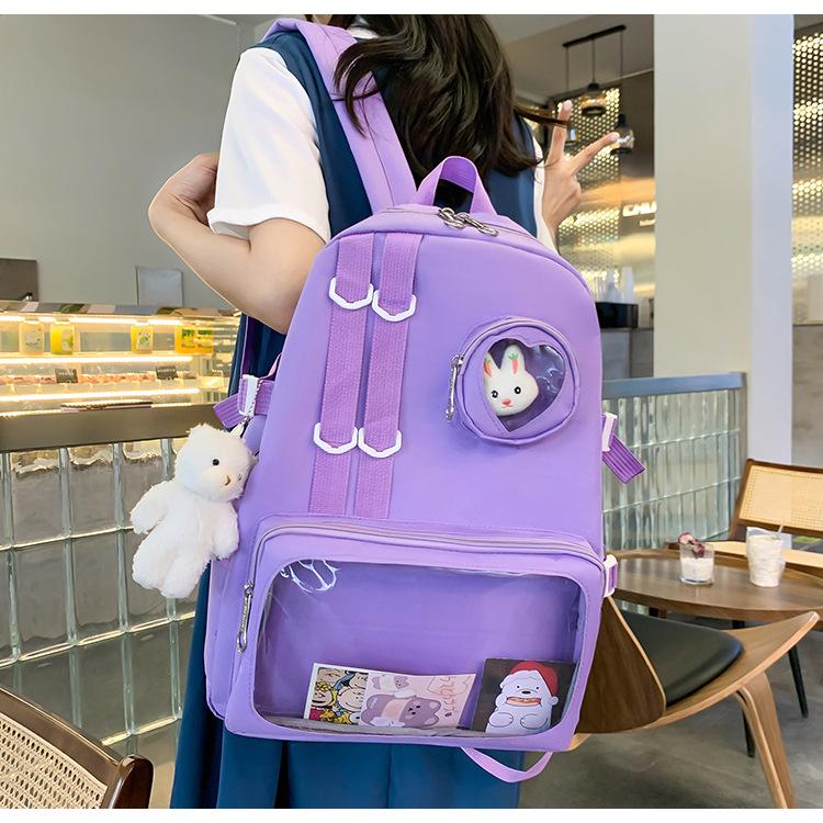 Шкільний рюкзак для дівчинки Ведмедик з значком-зайчик 4в1 5-11 клас Фіолетовий (27667919) - фото 4 Шкільний рюкзак для дівчинки Ведмедик з значком-зайчик 4в1 5-11 клас Фіолетовий (27667919) - фото 4