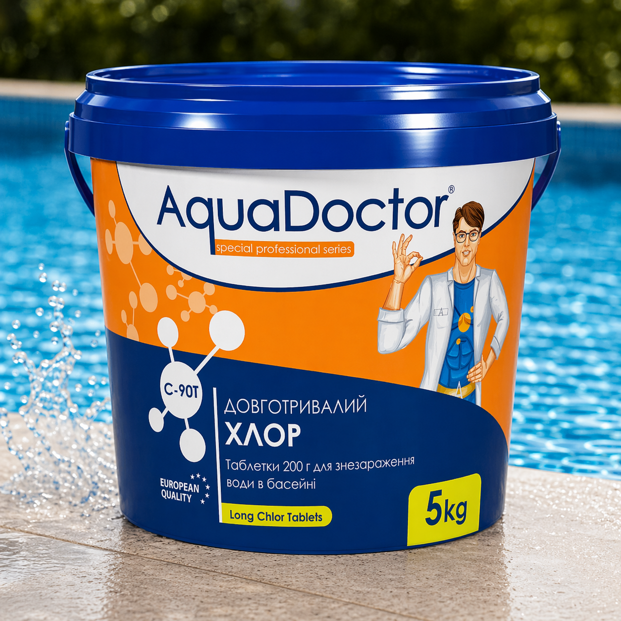 Дезинфектант медленно растворимый на основе хлора Aquadoctor С90-Т 5 кг (248900)