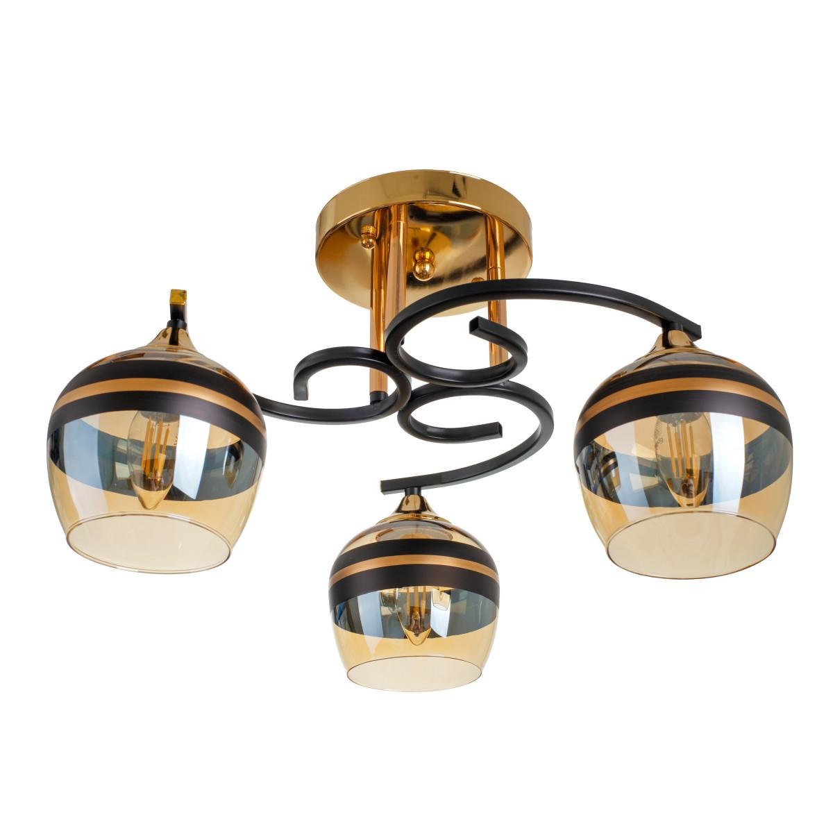 Люстра Brille LK-716S/3 E27 BK/FG на 3 плафона Черный/Золотой