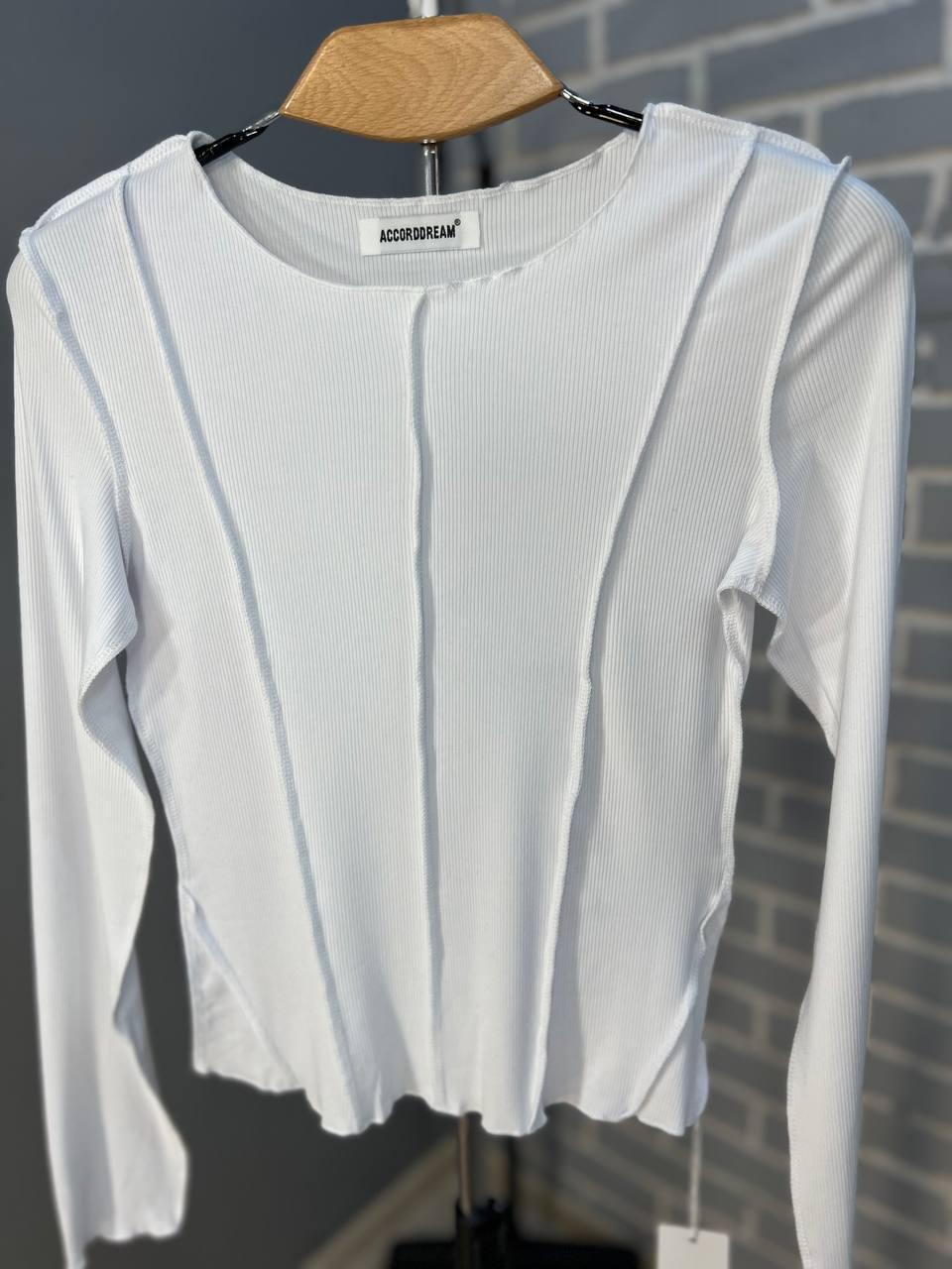 Реглан жіночий ACCORDDREAM 20530 лонгслів вивернуті шви рубчик OS Білий (1336) - фото 4 Реглан жіночий ACCORDDREAM 20530 лонгслів вивернуті шви рубчик OS Білий (1336) - фото 4