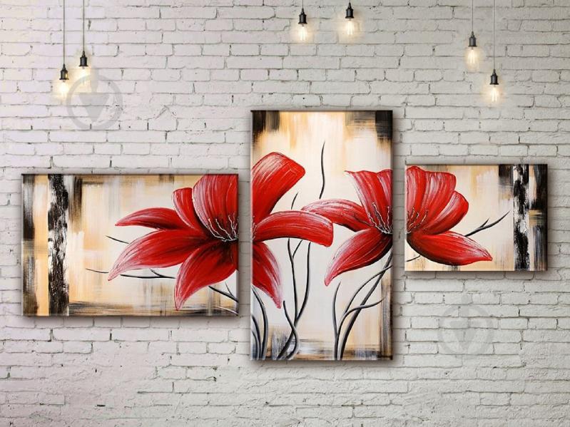 Модульная картина акрилом цветы ArtStar MHM17_3_033 размер 70 х 150 см