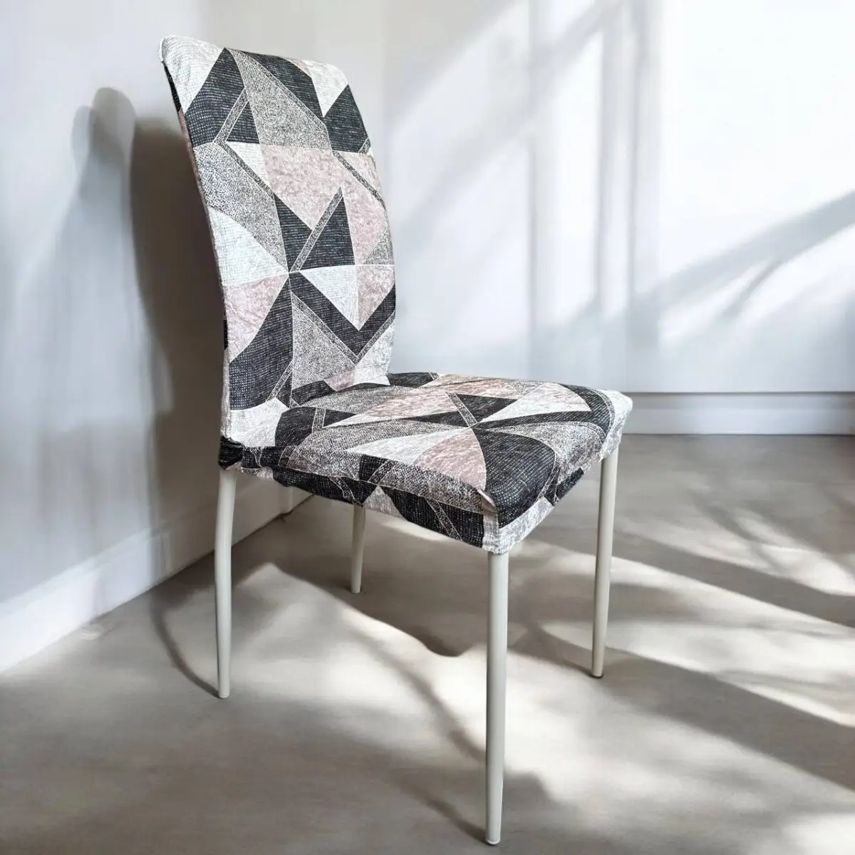 Чохол на стілець універсальний жаккард Karna 50728 Сірий з бежевим (8-6-5066304)