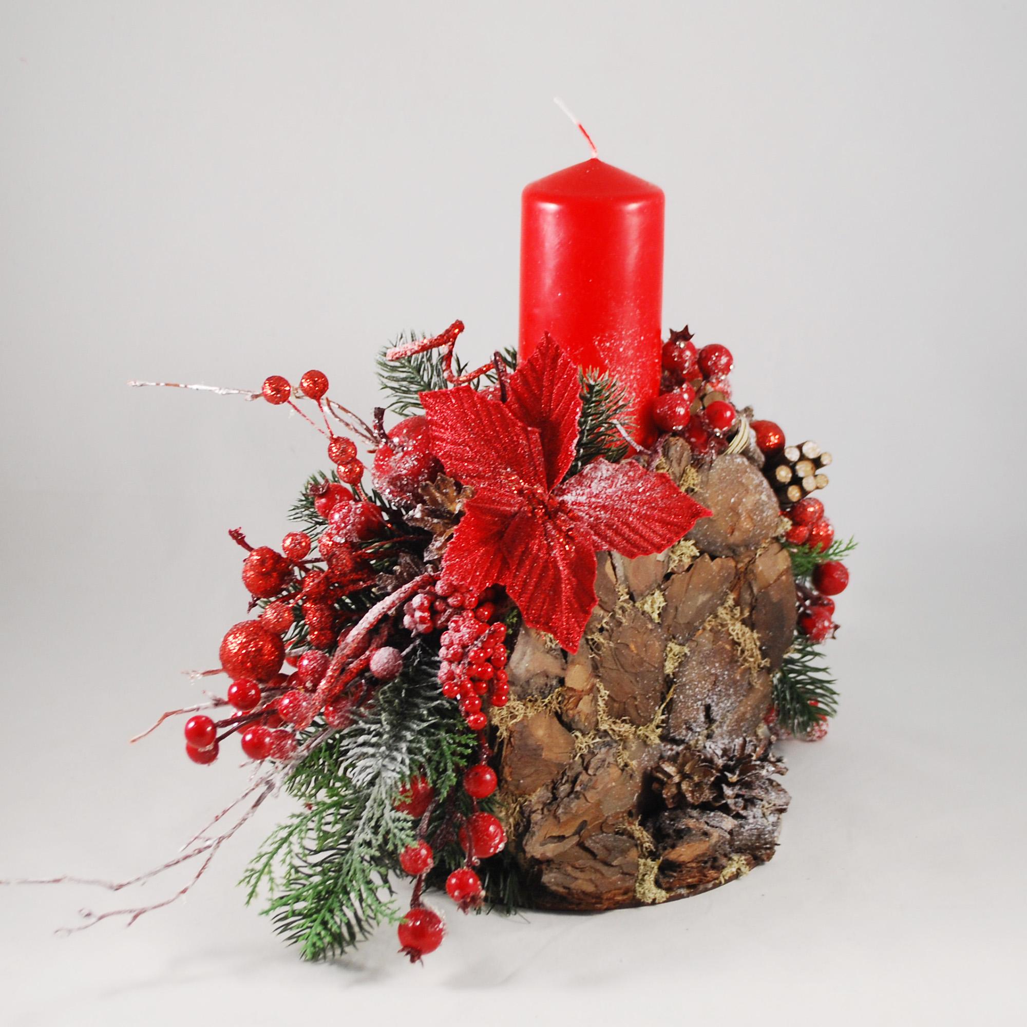 Новогодняя композиция со свечой 30 см Красный/Зеленый/Коричневый (5375346) - фото 4 Новогодняя композиция со свечой 30 см Красный/Зеленый/Коричневый (5375346) - фото 4