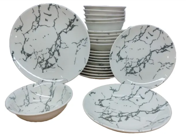Сервиз столовый OMS TULU фарфор 6 персон 24 шт. Серо-белый (KL24-Marble Grey)