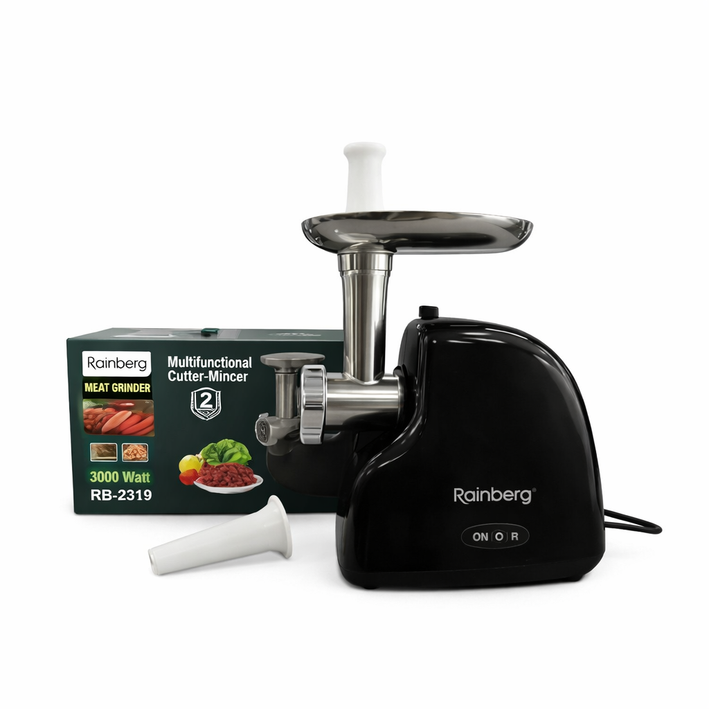 Мясорубка Rainberg RB-2319 с реверсом и защитой от перегрузки 3000 Вт Черный (32614349)
