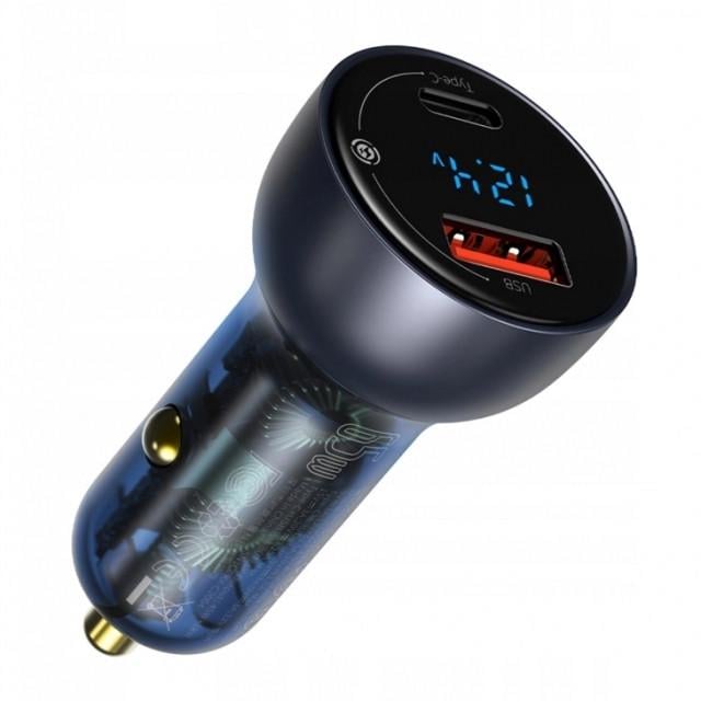 Зарядний пристрій автомобільний BASEUS Particular Digital Display QC та PPS Dual Quick Charger Car Charger C00035300813-Z1 65W Grey