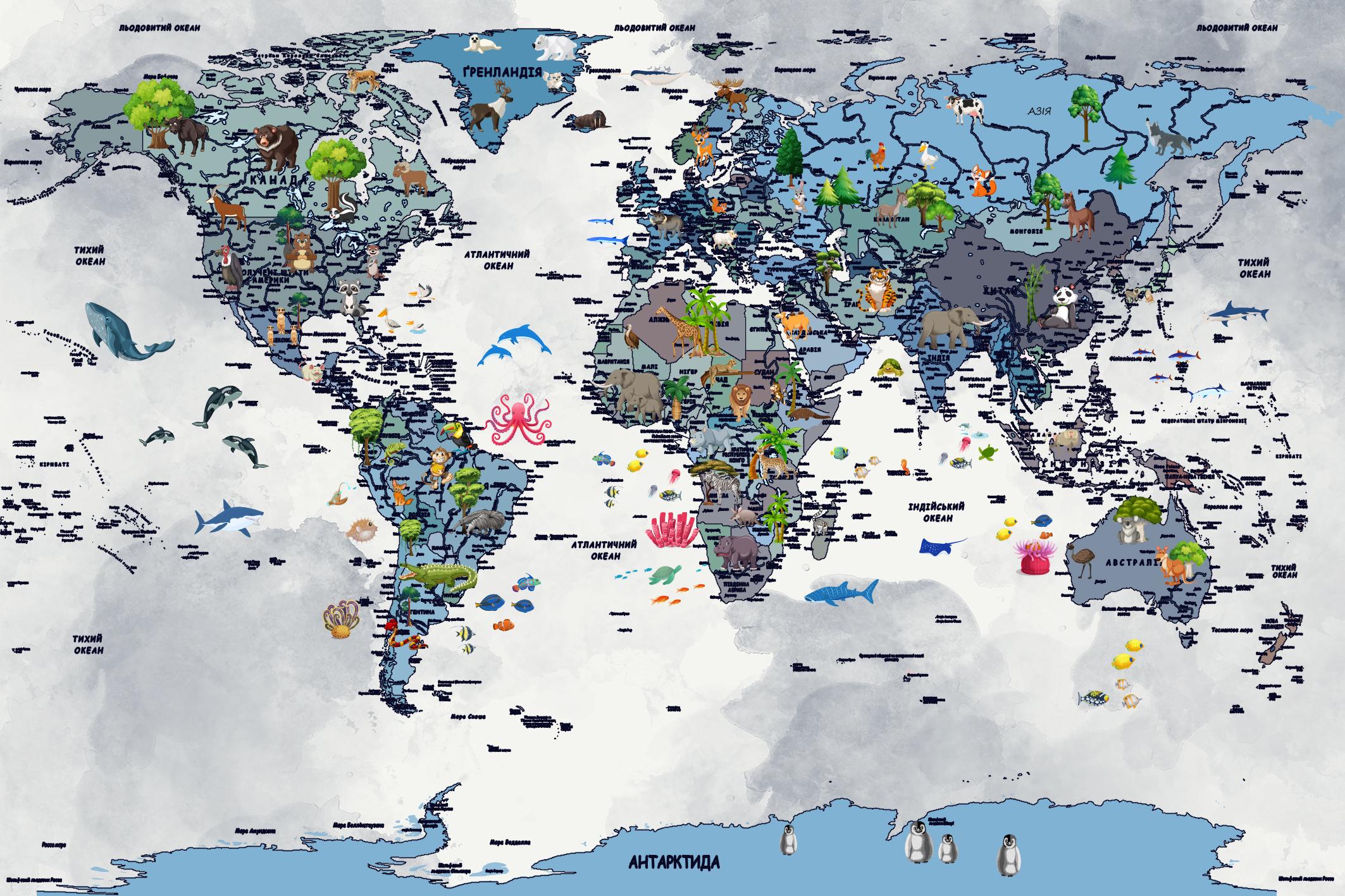Фотошпалери флізелінові Upstream Дитяча карта світу 153х230 см (S5KM-003/3)