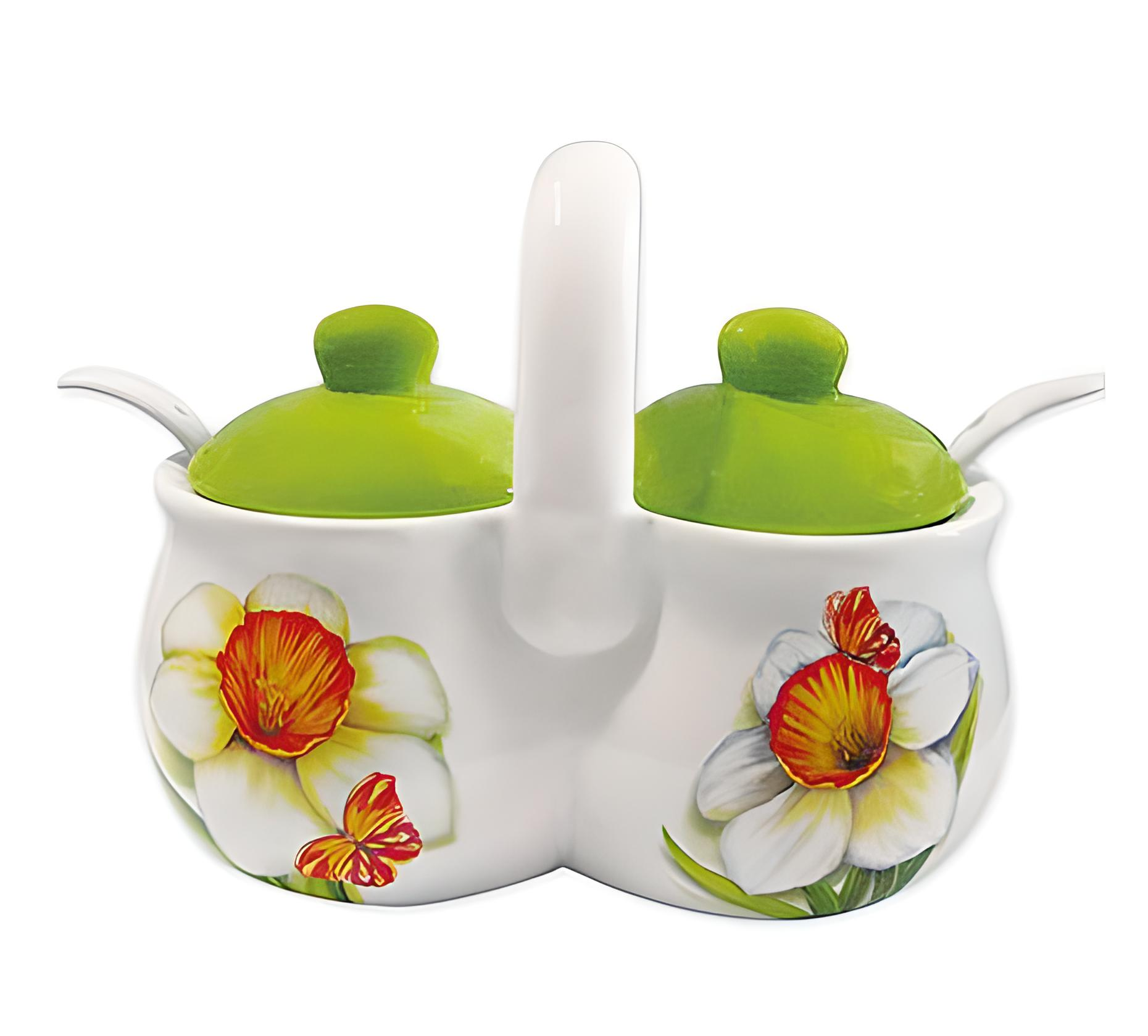 Набор для специй Нарцисс два спецовника с ложечками и ручкой (BD-DM122-NS)