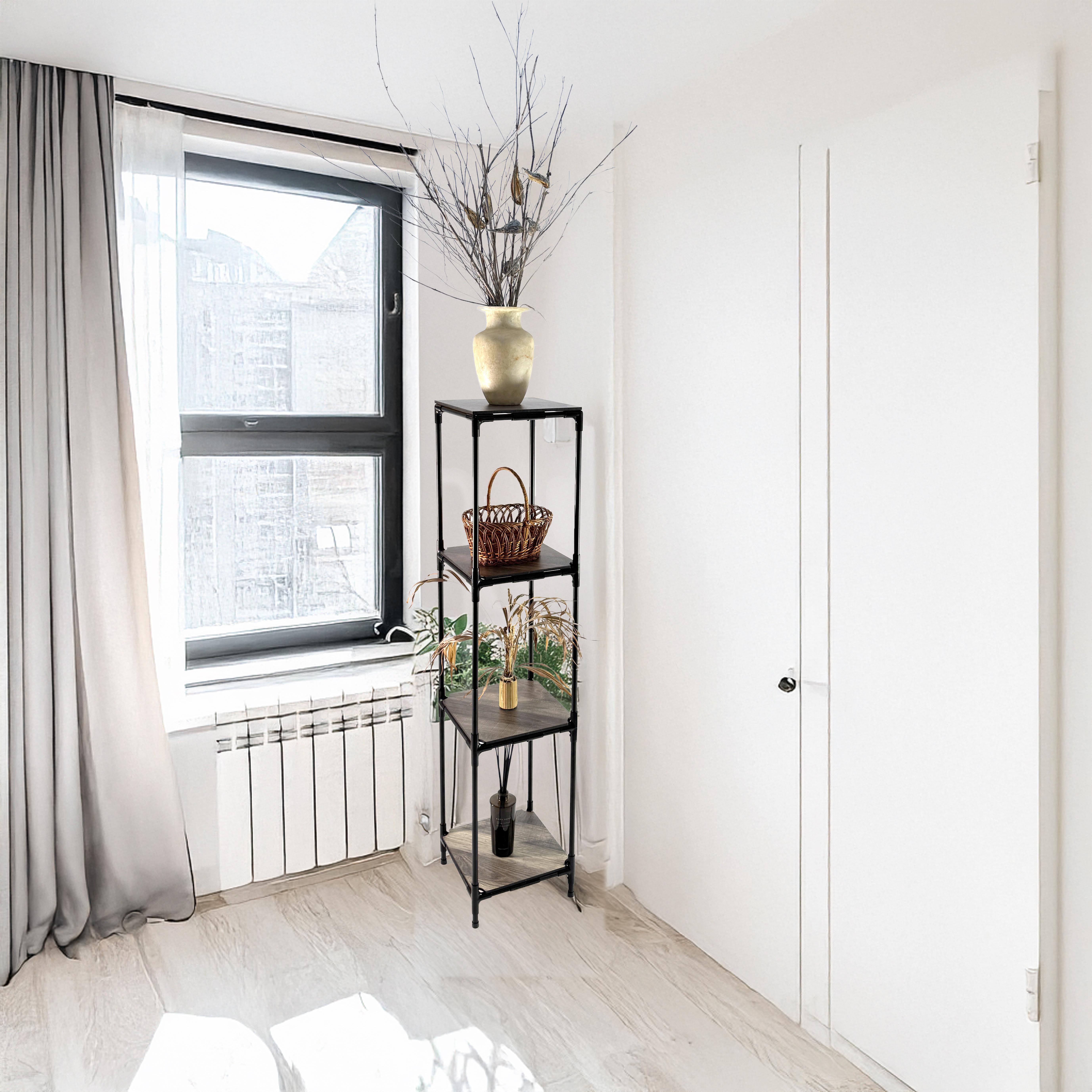 Стелаж для рослин Troya 4х рівневий металевий/МДФ ламіновані полички 1,45 м Чорний (27507107) - фото 8 Стелаж для рослин Troya 4х рівневий металевий/МДФ ламіновані полички 1,45 м Чорний (27507107) - фото 8