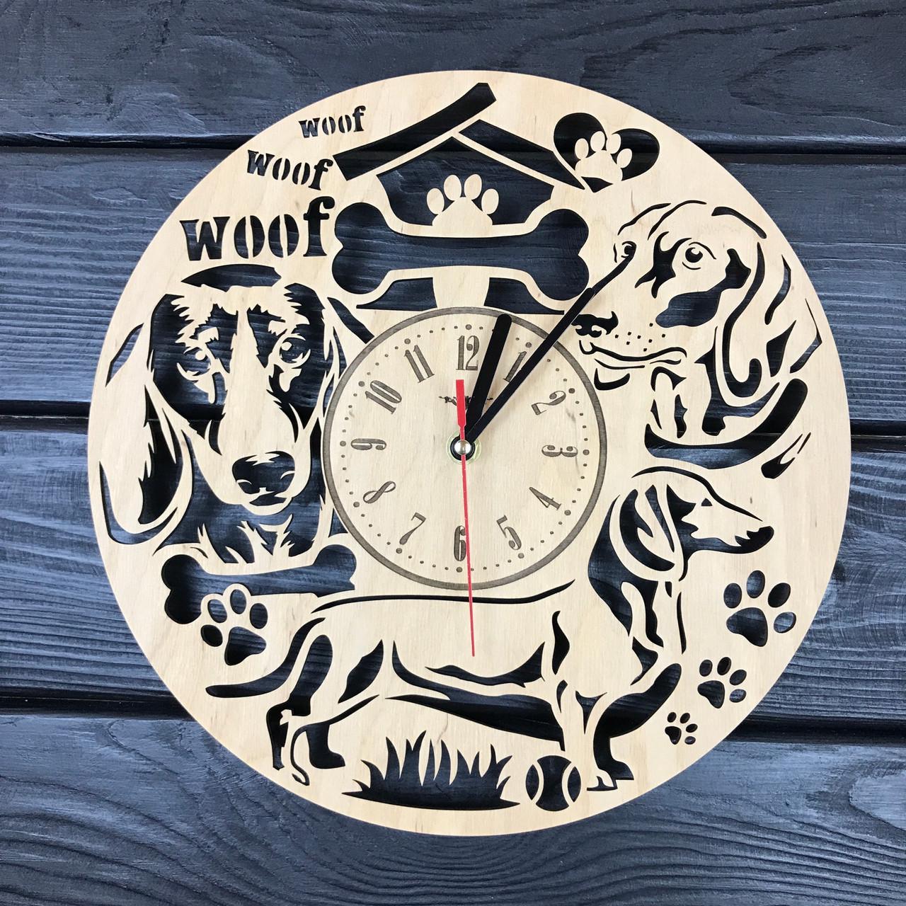 Часы дизайнерские настенные деревянные Такса