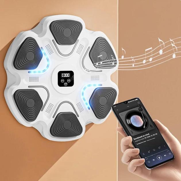 Боксерский тренажер настенный с Bluetooth с LED подсветкой Белый/Черный (23565356) - фото 2 Боксерский тренажер настенный с Bluetooth с LED подсветкой Белый/Черный (23565356) - фото 2