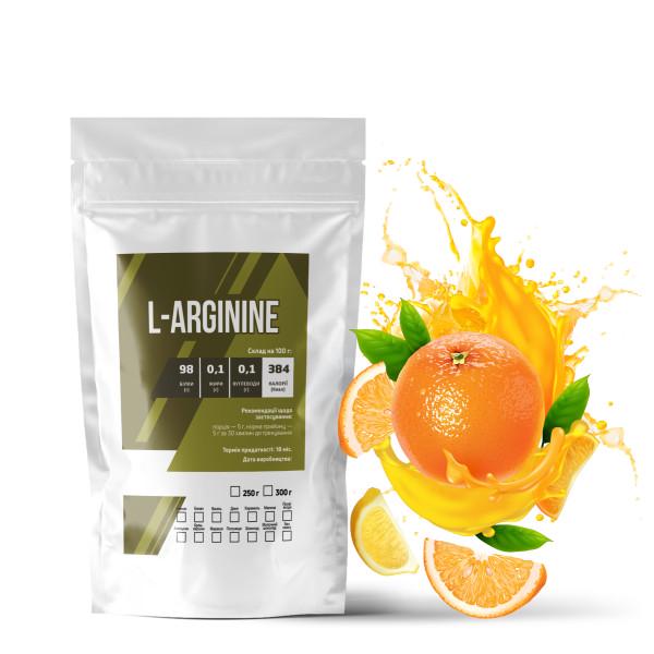 Амінокислота L-Arginine Апельсин для спортивних тренувань на 60 порцій 300 г (21-125-arg-ap300)