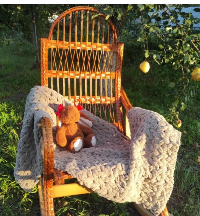 Плед в’язаний Пшениця Alize Puffy ручної роботи 90х160 см (P10001AP)