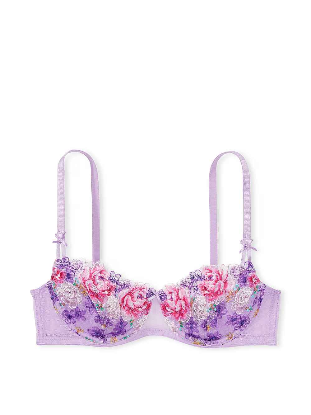 Бюстгальтер мереживний без пуш ап Victoria's Secret Dream Angels Wicked Unlined Floral Embroidery Balconette Bra 70B Фіолетовий (21900336) - фото 4