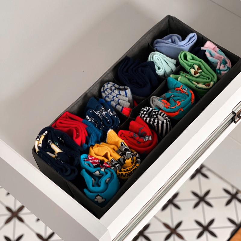 Органайзер компактний для трусиків та шкарпеток на 14 комірок Сірий (Gr-kv) - фото 1 Органайзер компактний для трусиків та шкарпеток на 14 комірок Сірий (Gr-kv) - фото 1