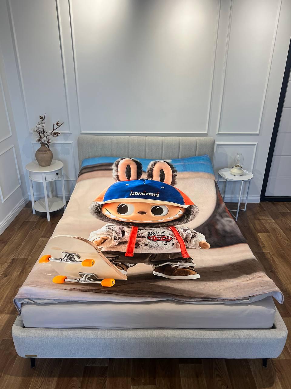 Плед плюшевый с 3D рисунком Лабубу 8 велюр 160х200 см (14801А)