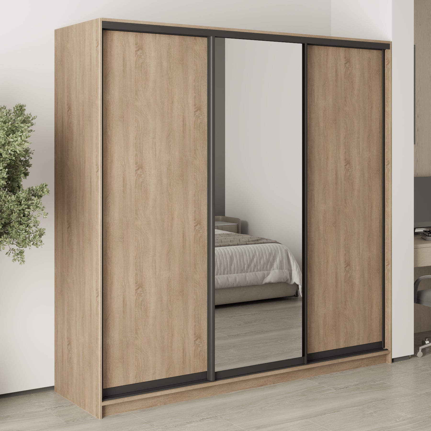 Шкаф-купе трехдверный Mebel Star Комбо BG MBS-9091 210х45х210 см Дуб сонома (1009080)
