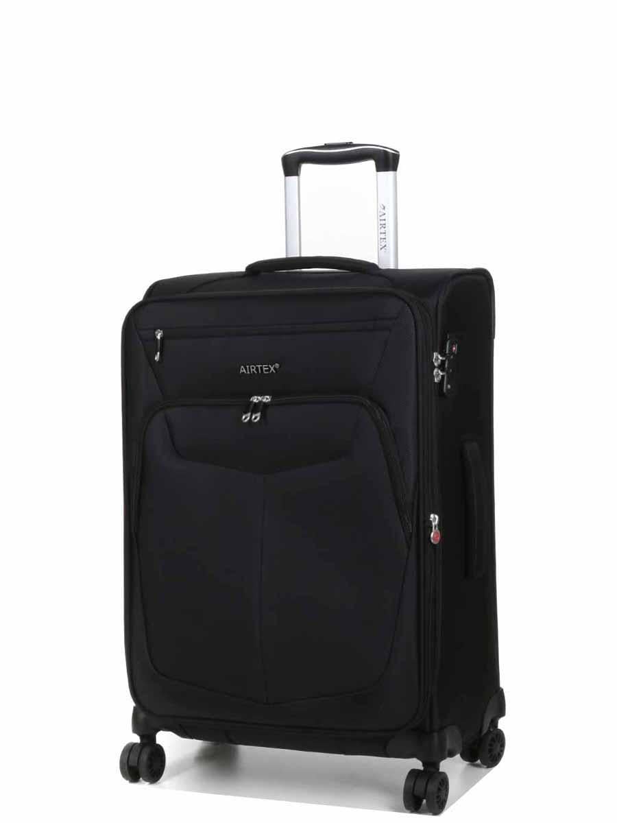 Чемодан средний AIRTEX ткань M 66х42х25 + 5 см 59 л 3 кг Черный (6903)