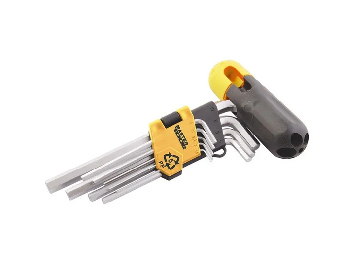 Ключи TORX с держателем Mastertool набор 9 шт. CrV длинные Т10-Т50 90-227 мм (75-0962) Ключи TORX с держателем Mastertool набор 9 шт. CrV длинные Т10-Т50 90-227 мм (75-0962)